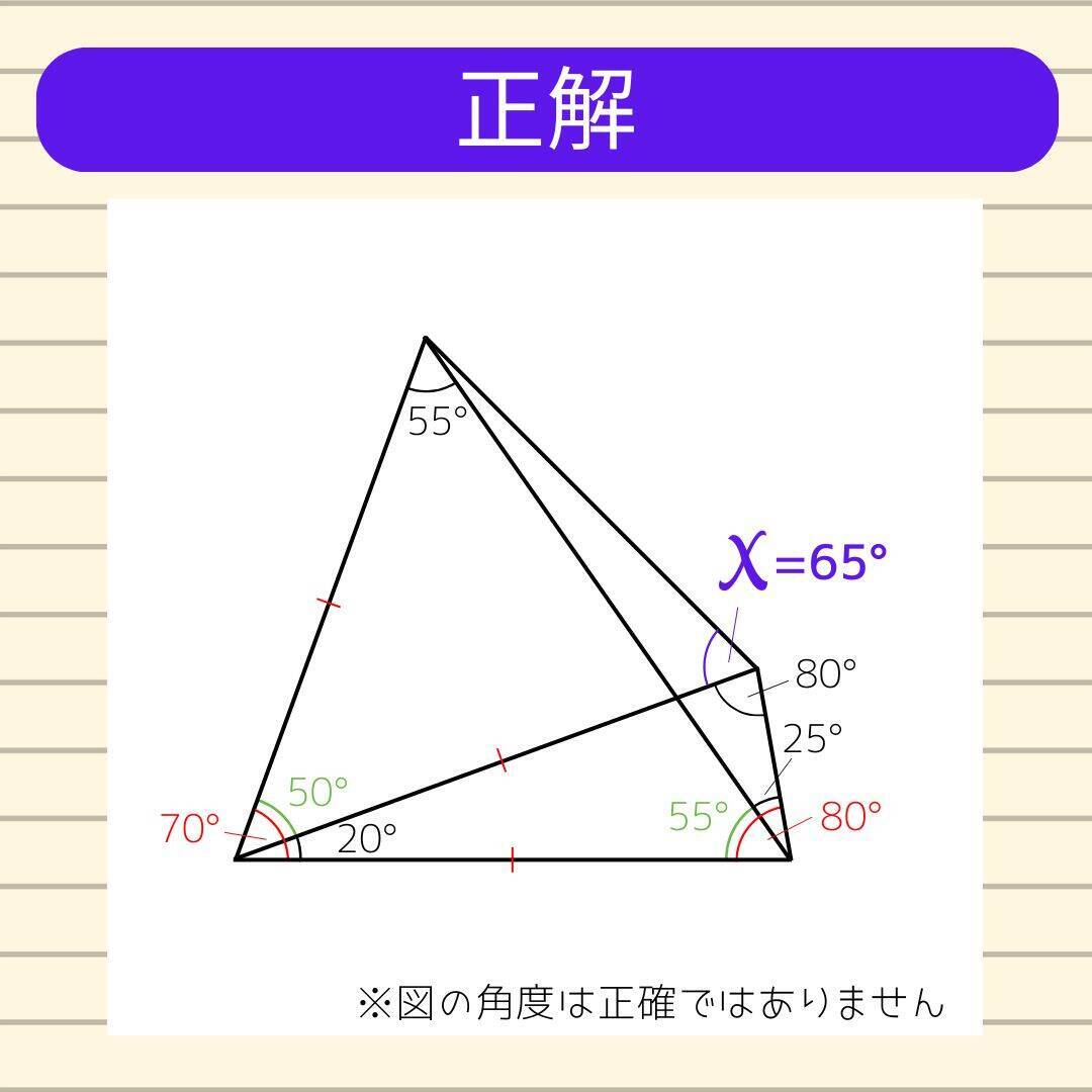 【角度当てクイズ Vol.2276】xの角度は何度？