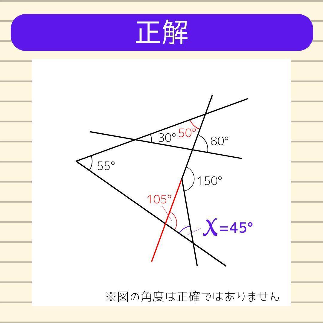 【角度当てクイズ Vol.2094】xの角度は何度？