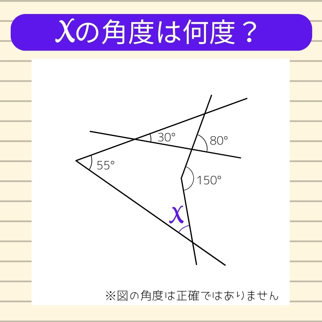 【角度当てクイズ Vol.2094】xの角度は何度？
