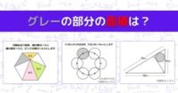 【図形問題 Vol.1609】グレーの部分の面積を求めよ！＜全3問＞