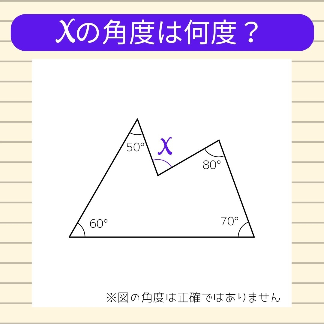 【角度当てクイズ Vol.873】xの角度は何度？