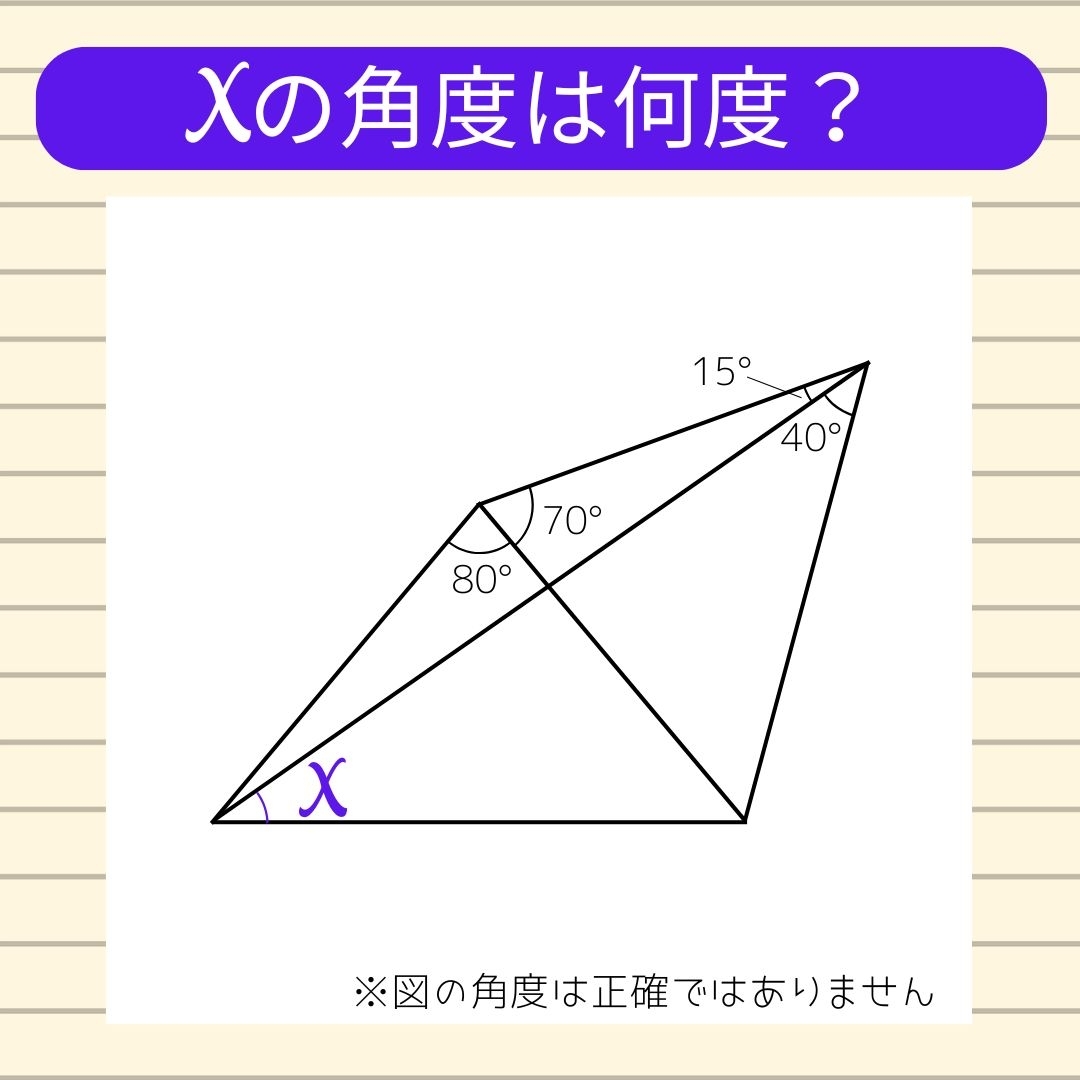 【角度当てクイズ Vol.1214】xの角度は何度？