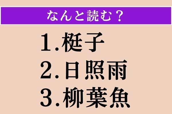 【難読漢字】「梃子」「日照雨」「柳葉魚」読める？