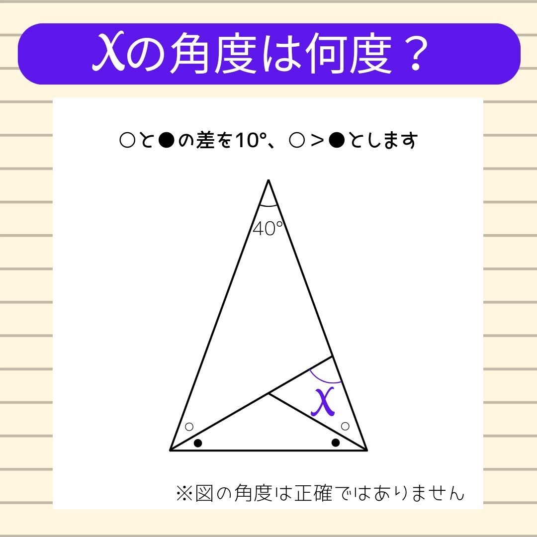 【角度当てクイズ Vol.1486】xの角度は何度？