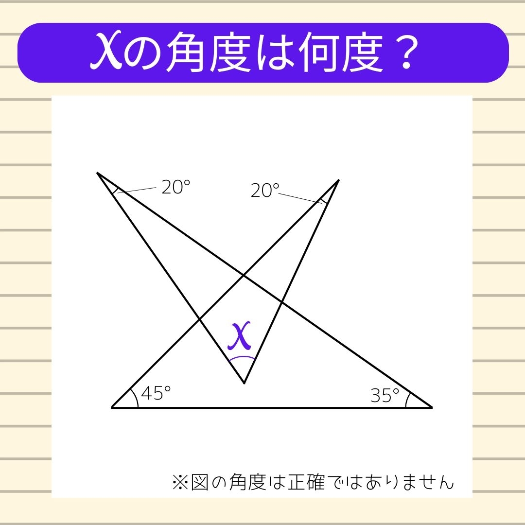 【角度当てクイズ Vol.885】xの角度は何度？