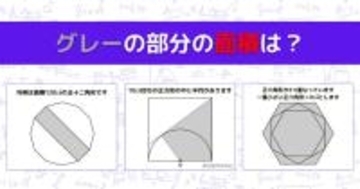 【図形問題 Vol.1617】グレーの部分の面積を求めよ！＜全3問＞