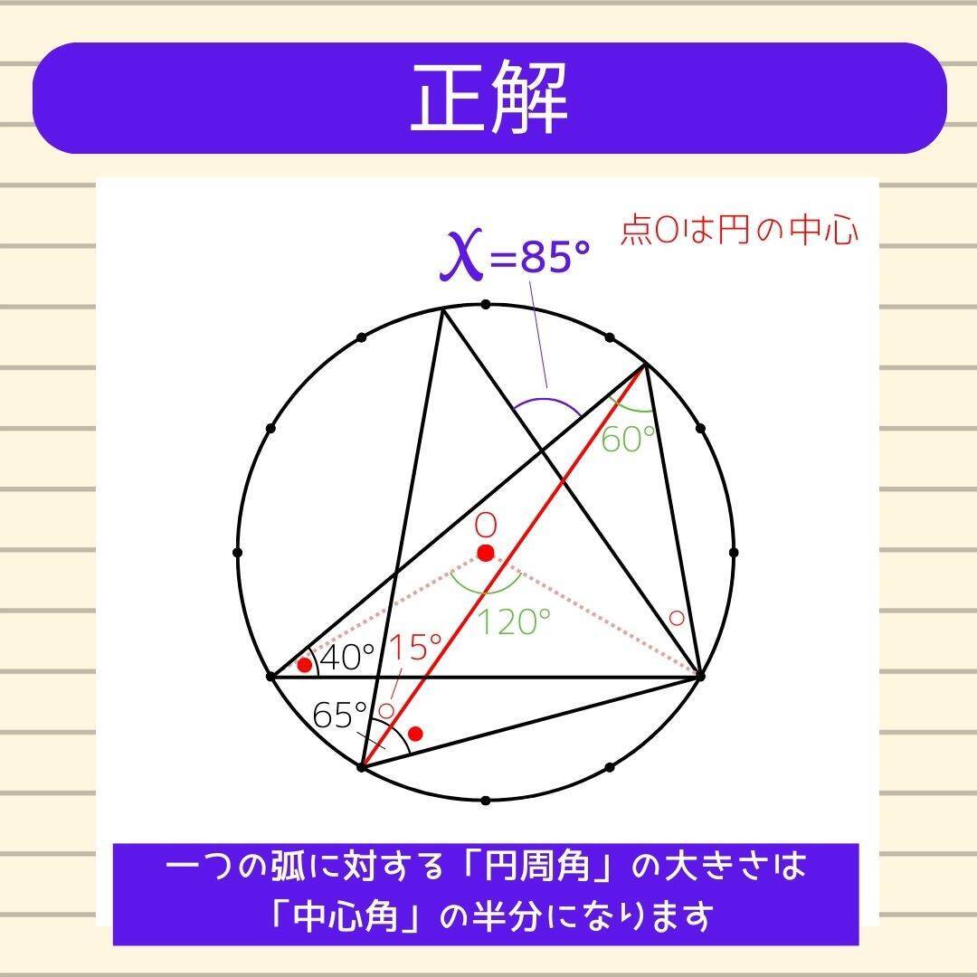 【角度当てクイズ Vol.2052】xの角度は何度？