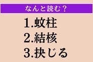 【難読漢字】「蚊柱」「結核」「抉じる」読める？