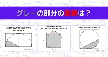 【図形問題 Vol.1643】グレーの部分の面積を求めよ！＜全3問＞