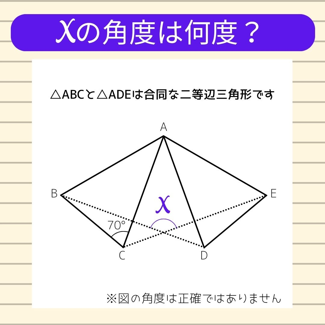 【角度当てクイズ Vol.1708】xの角度は何度？