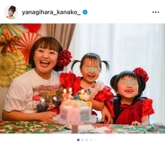 柳原可奈子、娘2人の誕生日を家族で祝福「元気に、楽しく、大きくなぁれ」