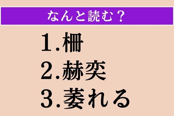 【難読漢字】「柵」「赫奕」「萎れる」読める？