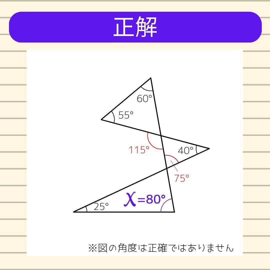【角度当てクイズ Vol.1879】xの角度は何度？＜全3問＞
