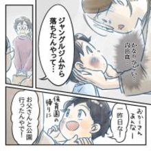 【漫画】夫と公園に行った息子、ジャングルジムから落ちてケガ【アナタの大丈夫がキライ Vol.17】