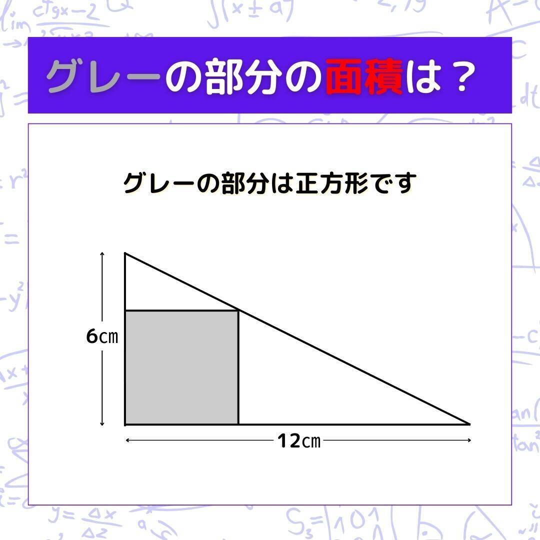 【図形問題】グレーの部分の面積を求めよ！＜Vol.161＞