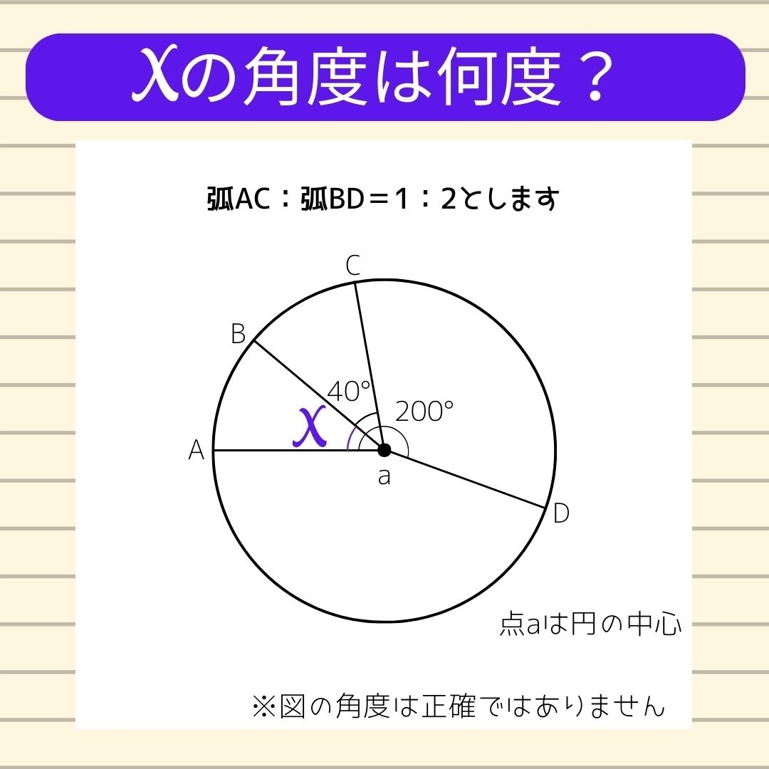 【角度当てクイズ Vol.435】xの角度は何度？