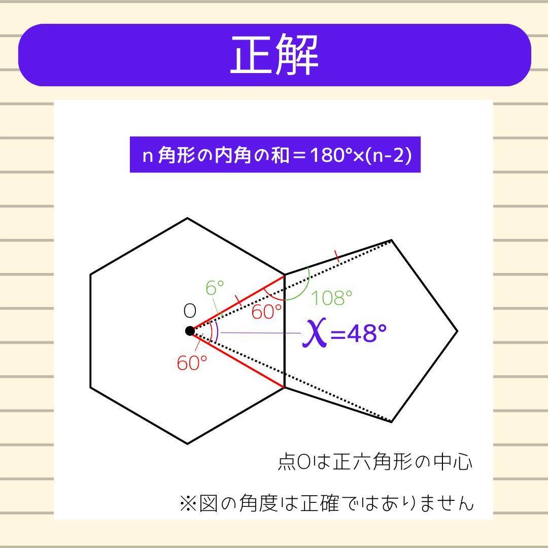 【角度当てクイズ Vol.2166】xの角度は何度？