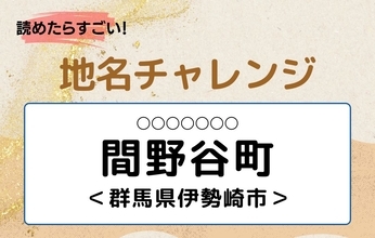 【読めたらすごい！地名チャレンジ Vol.214】「間野谷町」なんと読む？＜群馬県伊勢崎市＞