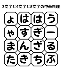 【単語パズル Vol.53】3文字と4文字と5文字の中華料理を見つけて！