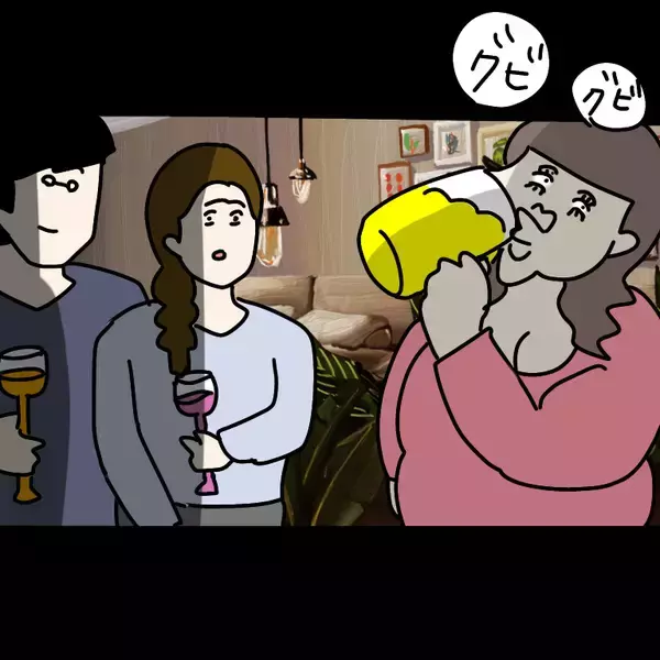 「【漫画】ビールのジョッキを飲み干したヤバ美が向かった先は…【非常識な女がウチにきた Vol.8】」の画像