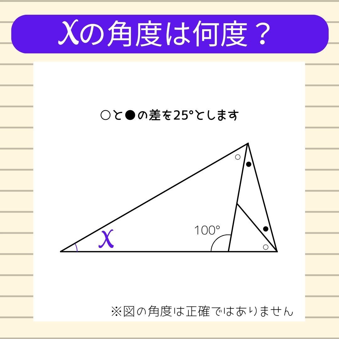 【角度当てクイズ Vol.1154】xの角度は何度？
