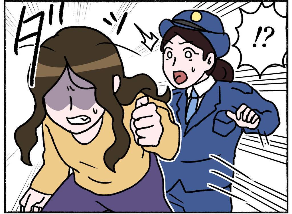 【漫画】婦警を振り切り逃走！警察署内のためあっけなく捕まる【母とうつと私。 Vol.33】
