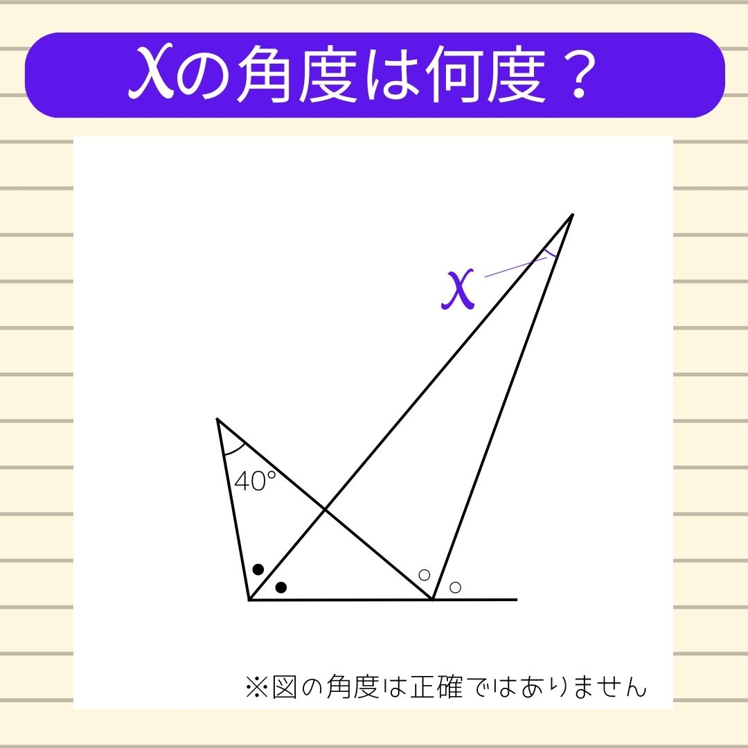 【角度当てクイズ Vol.998】xの角度は何度？