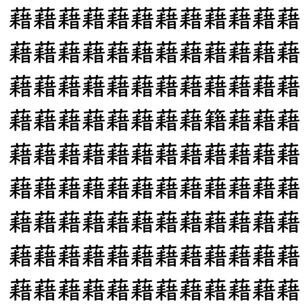 【漢字探し】ずらっと並んだ「藉」の中にまぎれた別の漢字一文字は？