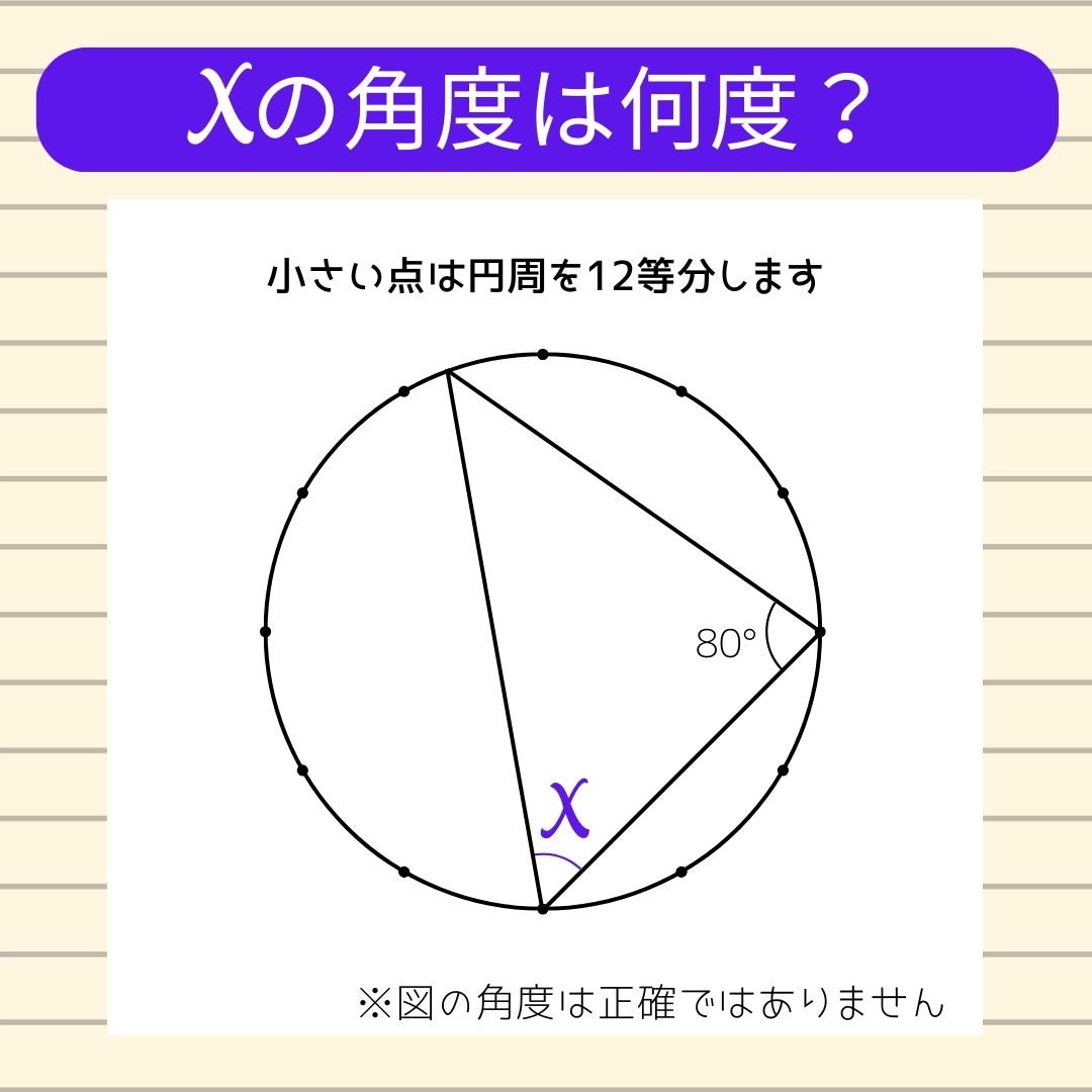 【角度当てクイズ Vol.1434】xの角度は何度？
