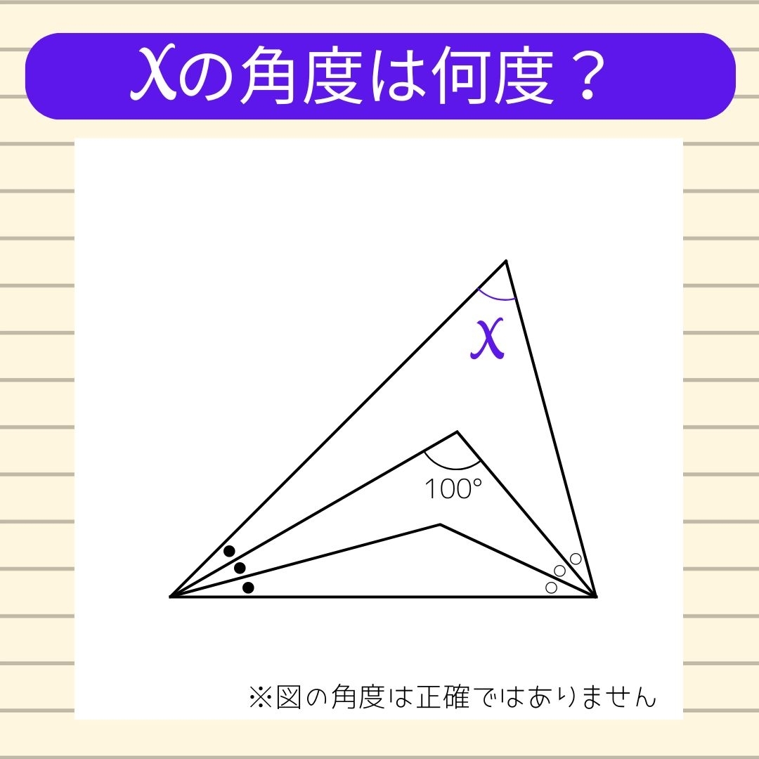 【角度当てクイズ Vol.1004】xの角度は何度？