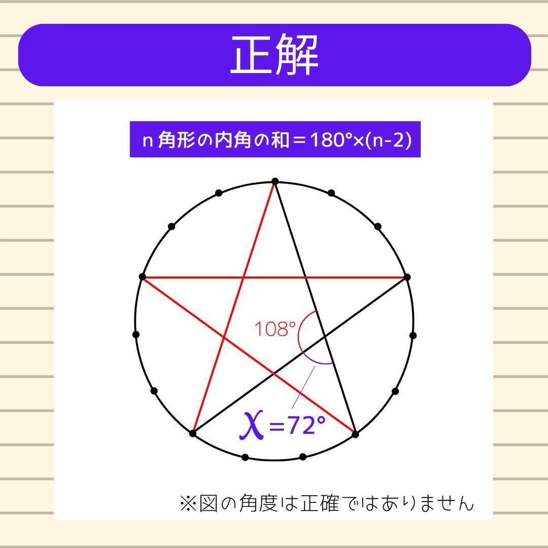 【角度当てクイズ Vol.1780】xの角度は何度？