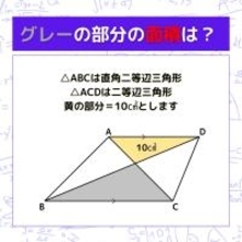 【図形問題】グレーの部分の面積を求めよ！＜Vol.1614＞