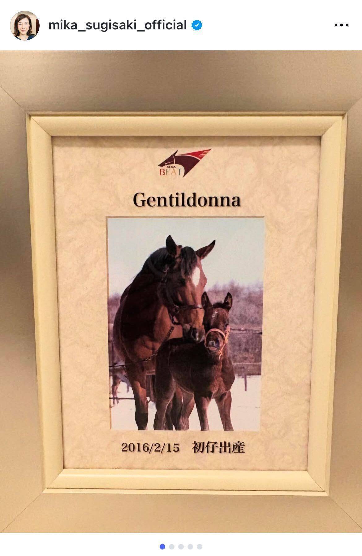 杉崎美香、名馬ジェンティルドンナの死を悼む 「私の競馬人生の原点」と感謝の思いを投稿