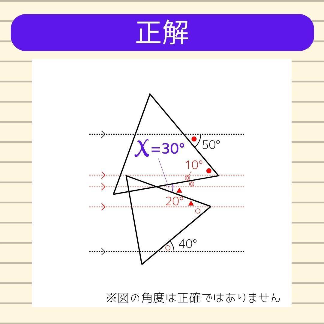 【角度当てクイズ Vol.1872】xの角度は何度？
