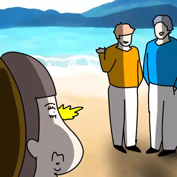 「【漫画】ヤバ美と海辺を散歩へ「ナンパされたらどうしよう」【非常識な女がウチにきた Vol.23】」の画像