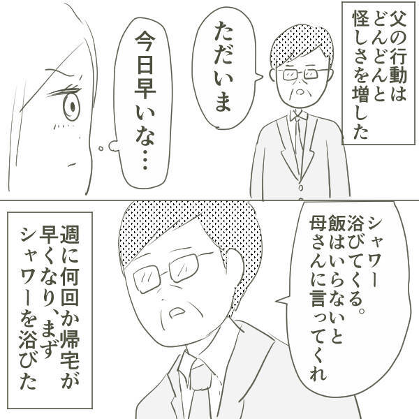 父の行動がますます怪しさが増すなか、弟が決定的な写真を撮影