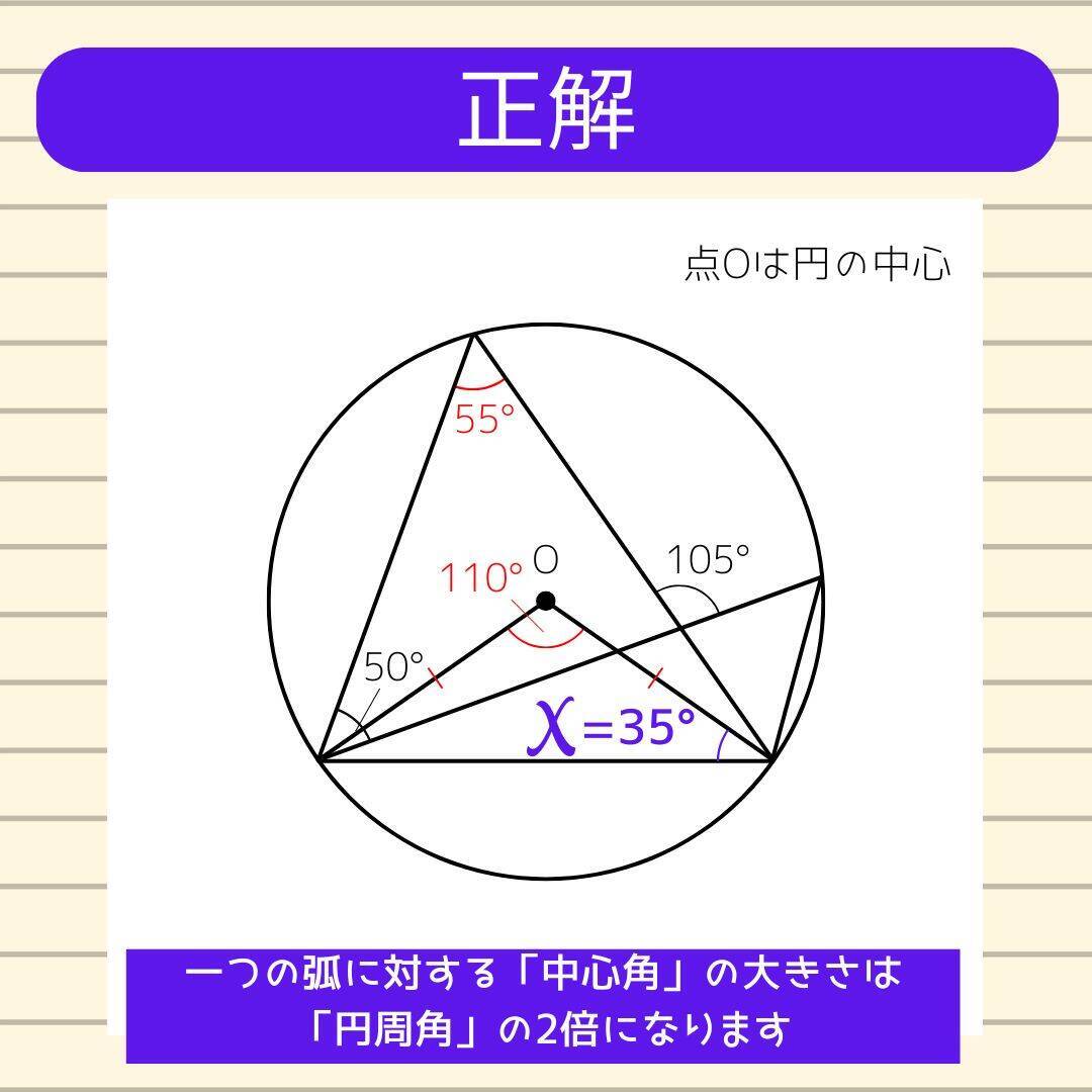 【角度当てクイズ Vol.1912】xの角度は何度？