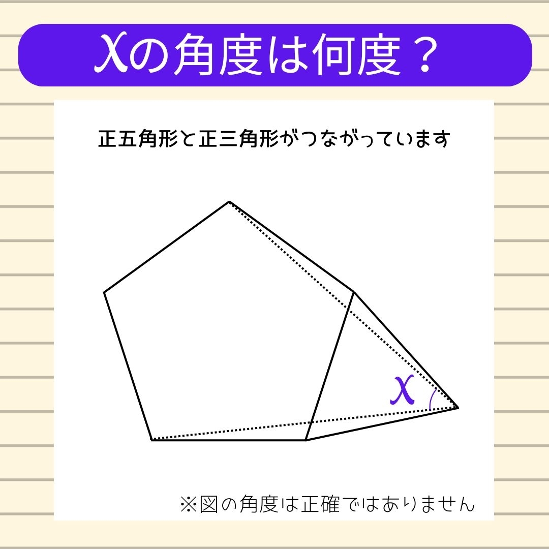 【角度当てクイズ Vol.1060】xの角度は何度？