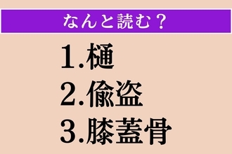 【難読漢字】「樋」「偸盗」「膝蓋骨」読める？