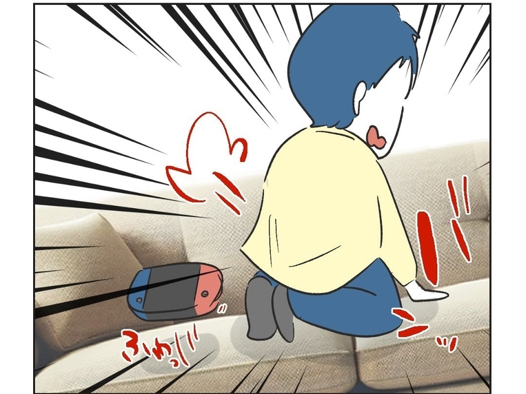 【漫画】叱られてふてくされた子どもがソファにジャンプ【うちの隣のメーワク親子 Vol.46】