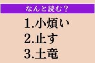 【難読漢字】「小煩い」「止す」「土竜」読める？
