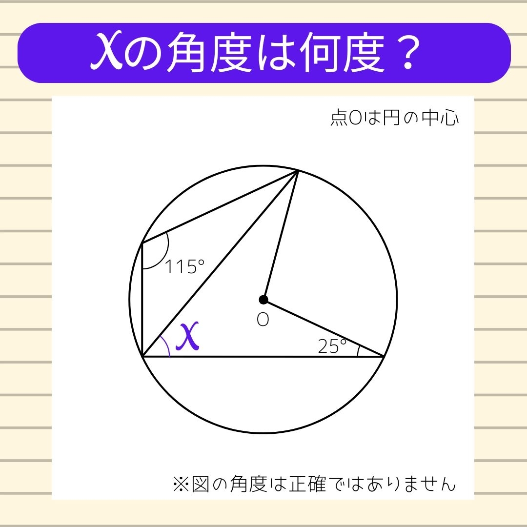 【角度当てクイズ Vol.1392】xの角度は何度？