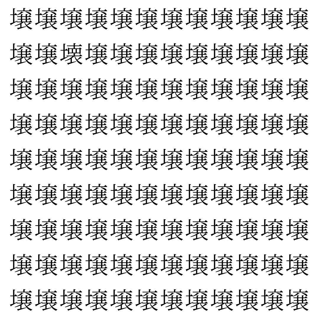 【漢字探し】ずらっと並んだ「壌」の中にまぎれた別の漢字一文字は？