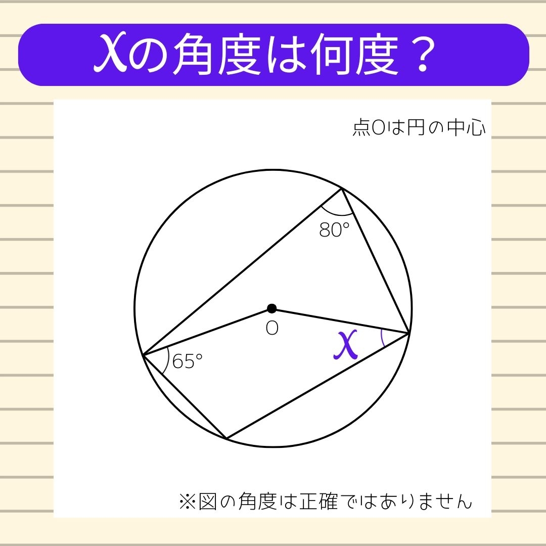 【角度当てクイズ Vol.1704】xの角度は何度？