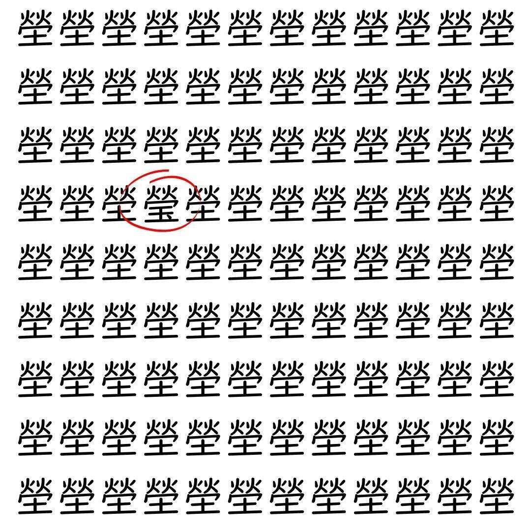【漢字探し】ずらっと並んだ「塋」の中にまぎれた別の漢字一文字は？