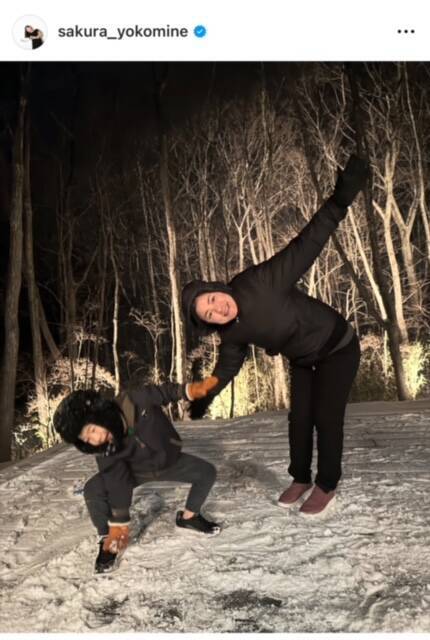 横峯さくら、雪景色の中で息子と合宿トレーニング横峯さくら、親子で雪上合宿　開幕に向けた身体づくりに励む横峯さくら、オフシーズンを雪国で過ごし家族でツアーに挑む決意