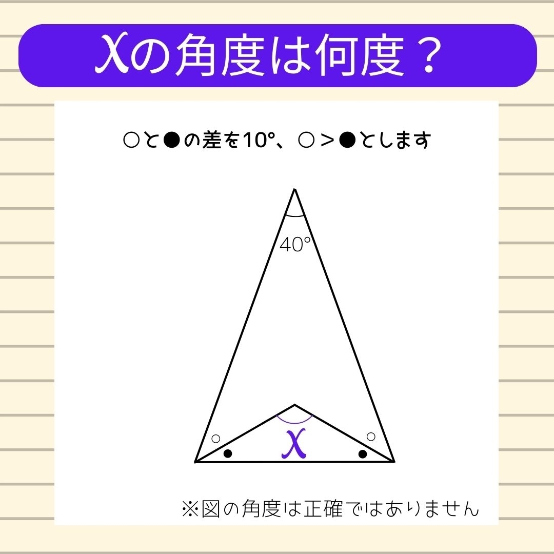 【角度当てクイズ Vol.588】xの角度は何度？