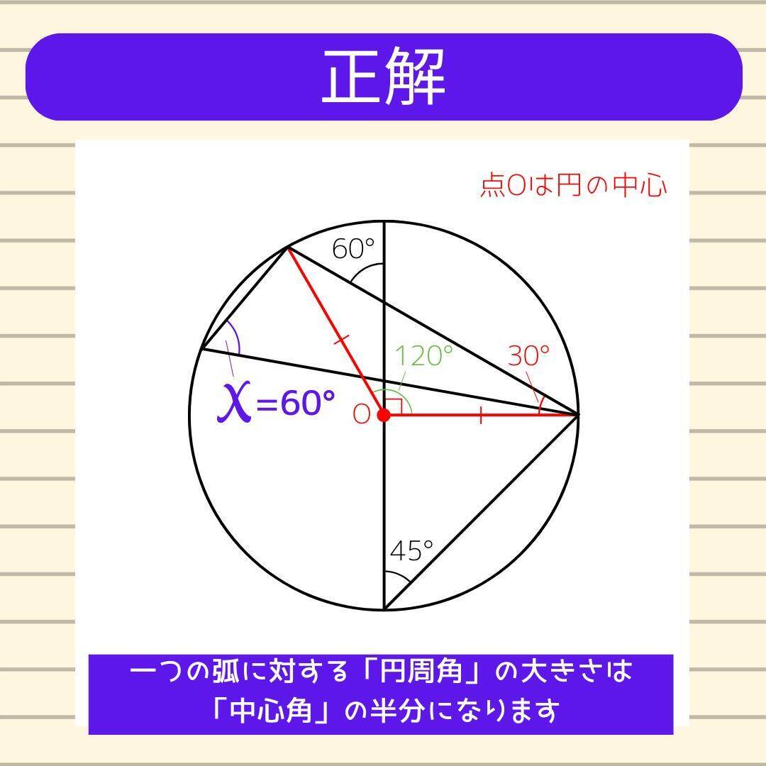 【角度当てクイズ Vol.2050】xの角度は何度？