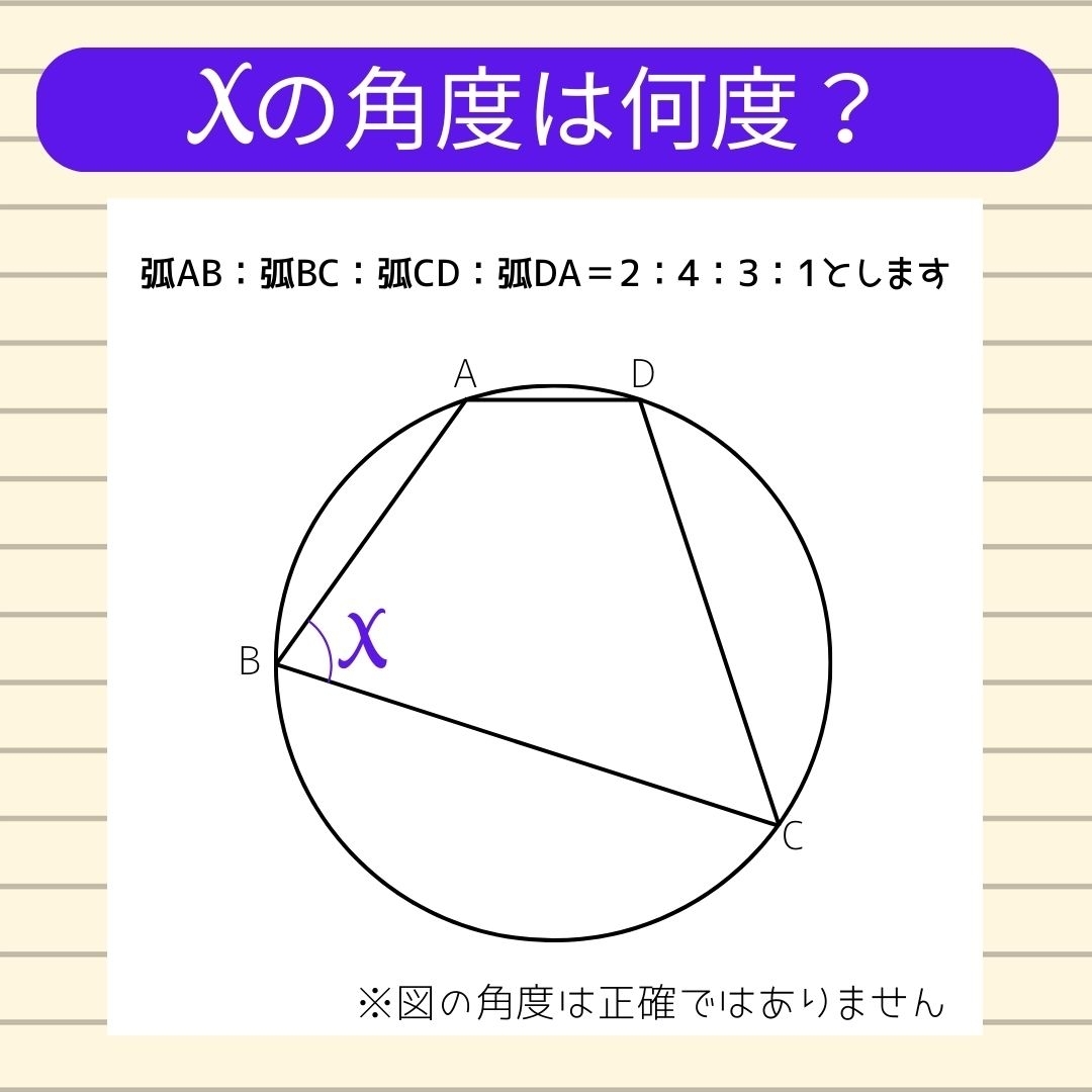 【角度当てクイズ Vol.598】xの角度は何度？