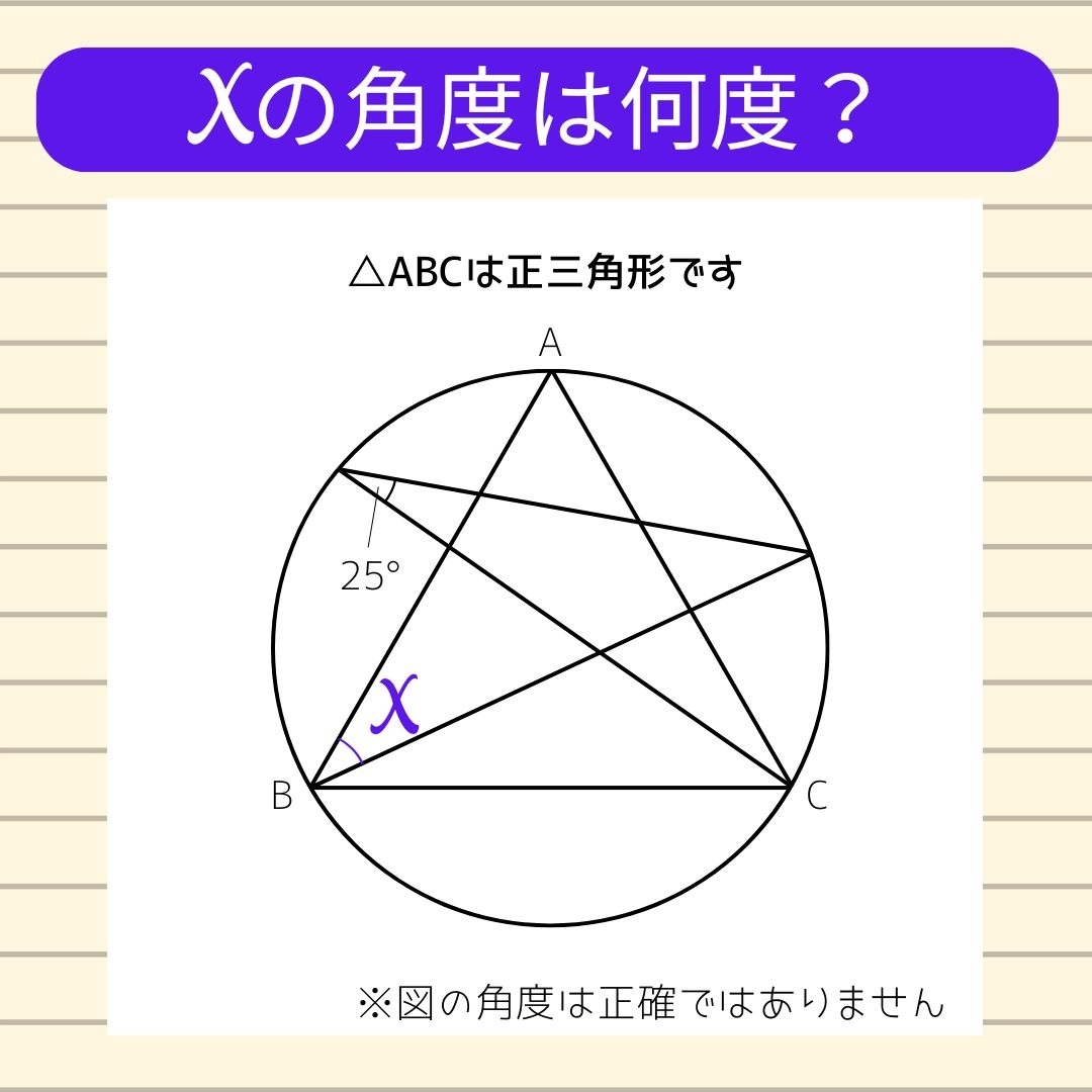 【角度当てクイズ Vol.1086】xの角度は何度？